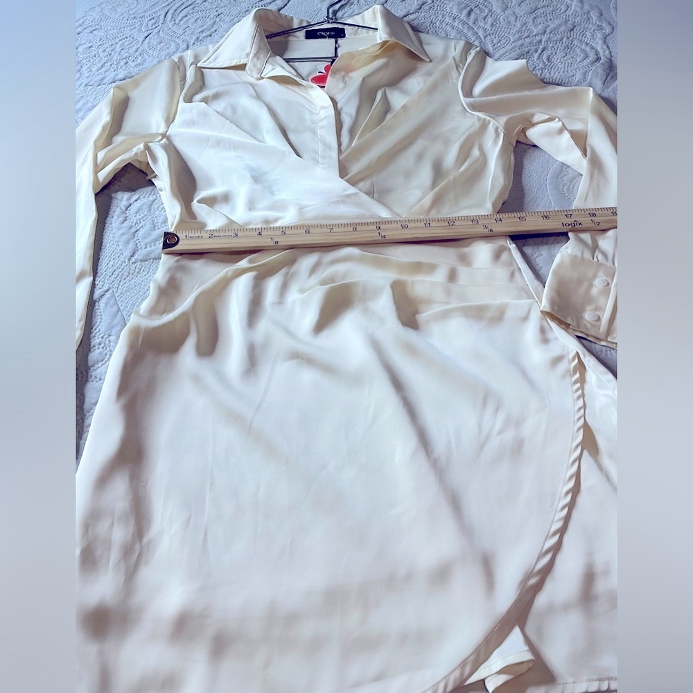 Cider Elegant Cream Long Sleeve Dress - Picture 10 of 14
